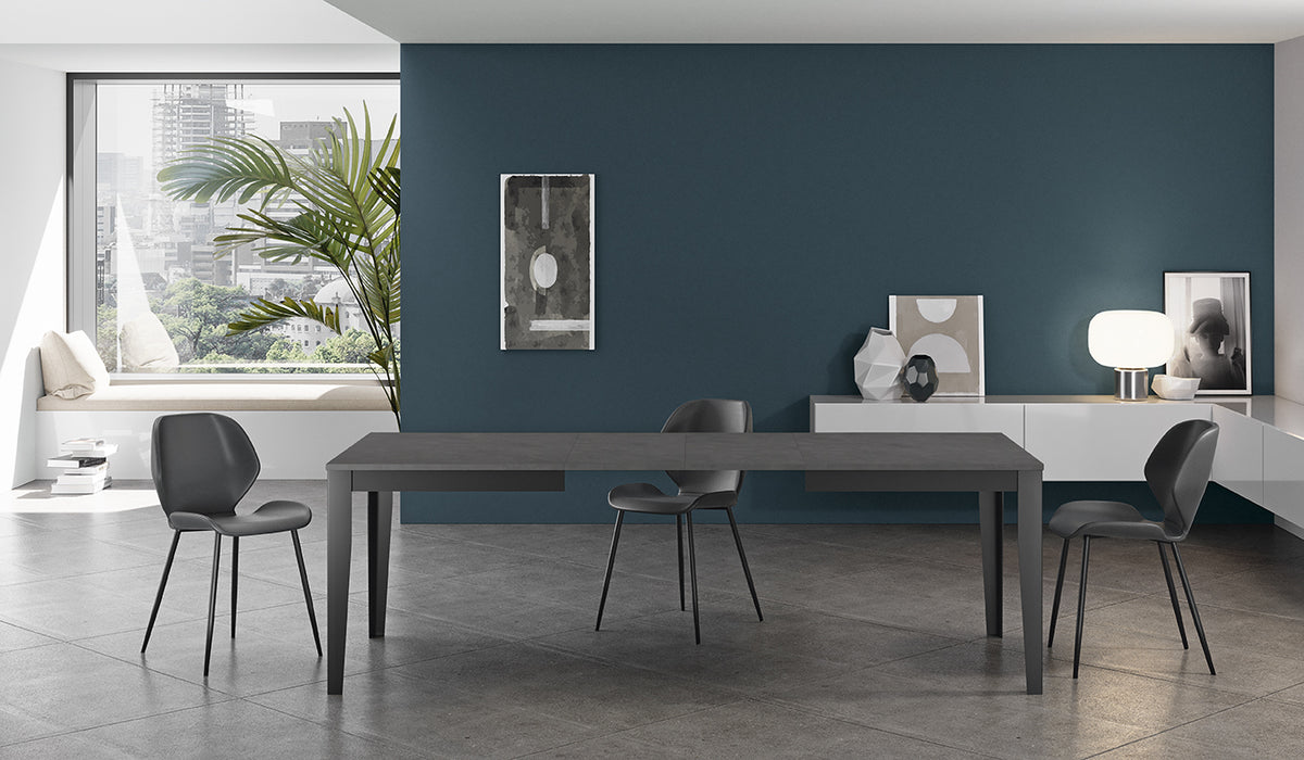 Extendable Dining Table Big 130-290 cm Grey Concrete / Black Domestica – Lifestyle