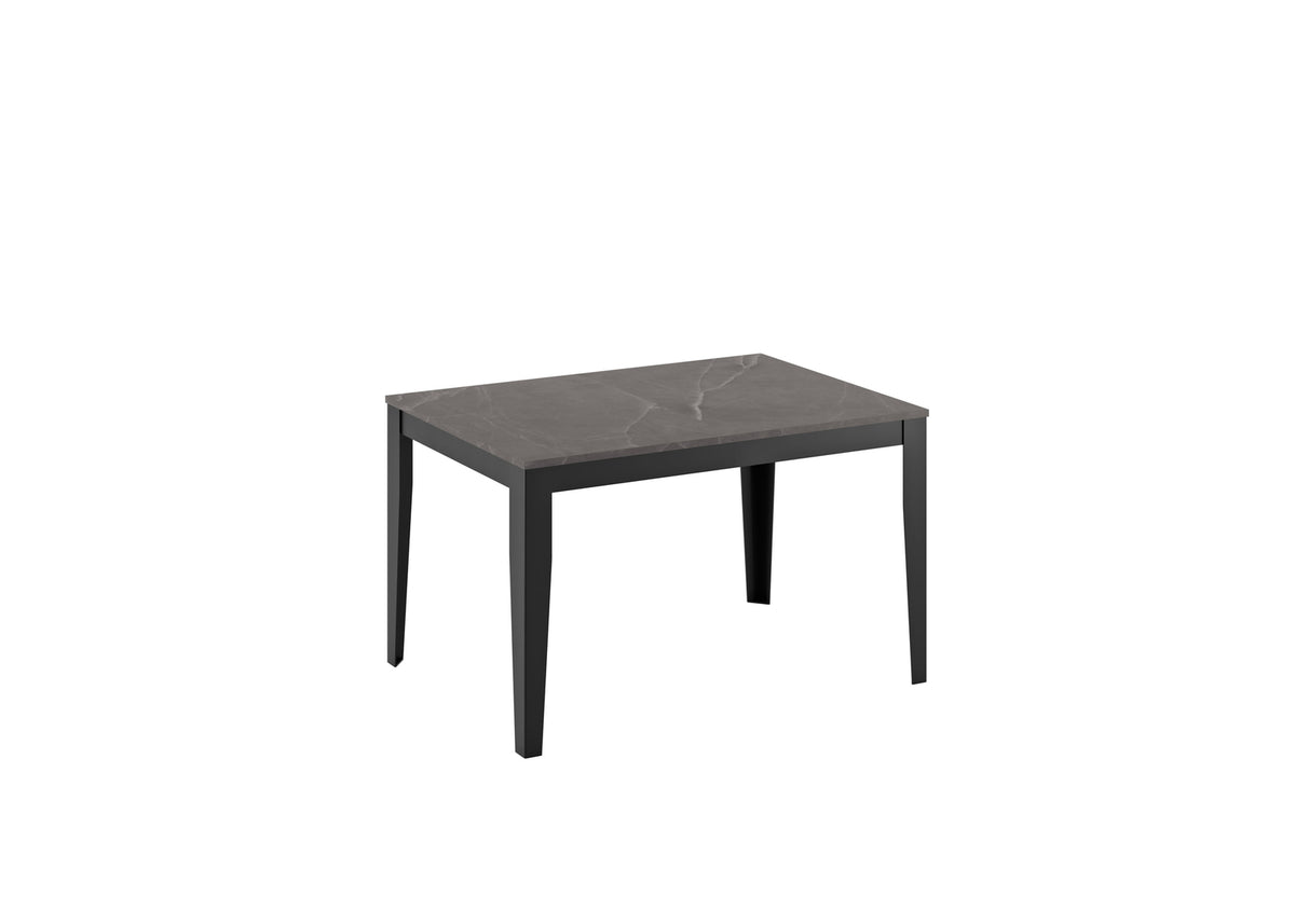 Extendable Dining Table Big 130-290 cm Anthracite Marble / Black Domestica – Product View on White
