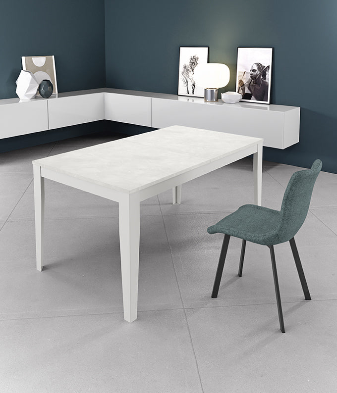 Extendable Dining Table Big 130-290 cm White Concrete / White Domestica – Lifestyle