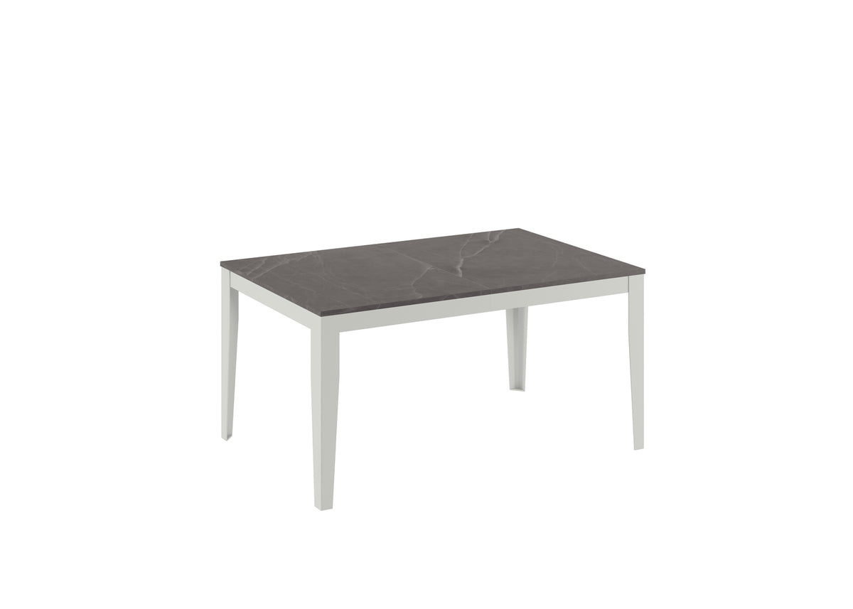 Extendable Dining Table Big 130-290 cm Anthracite Marble / White Domestica – Product View on White