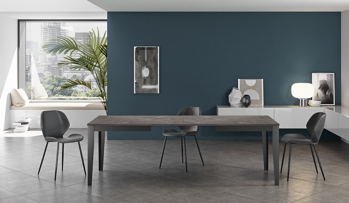 Extendable Dining Table Big 156-316 cm Anthracite Marble / Black Domestica – Lifestyle
