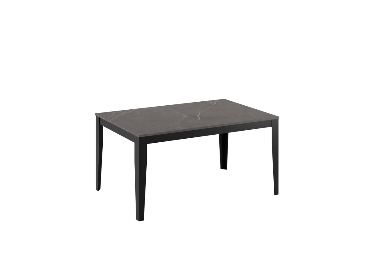 Extendable Dining Table Big 156-316 cm Anthracite Marble / Black Domestica – Product View on White