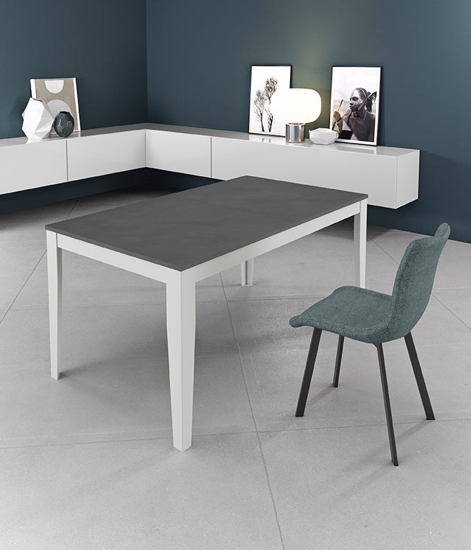 Extendable Dining Table Big 156-316 cm Grey Concrete / White Domestica – Lifestyle