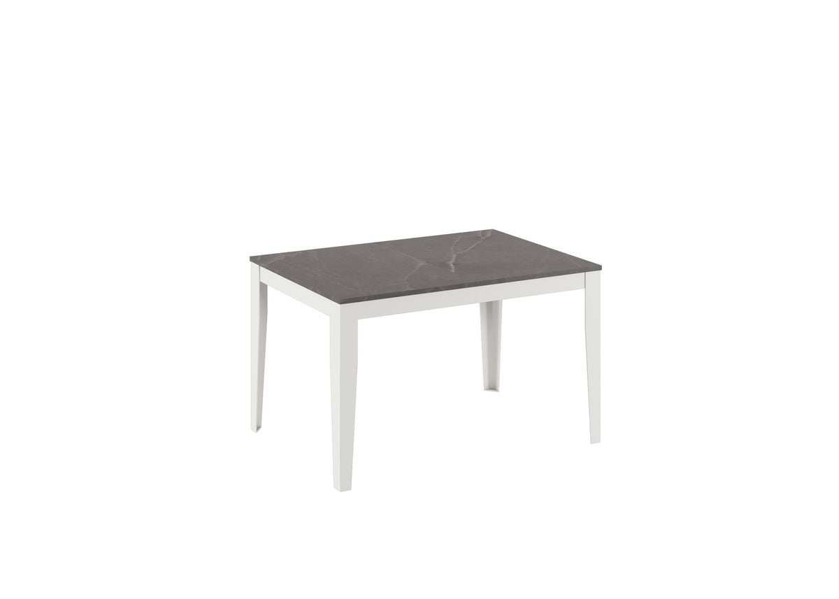 Extendable Dining Table Big 156-316 cm Anthracite Marble / White Domestica – Product View on White