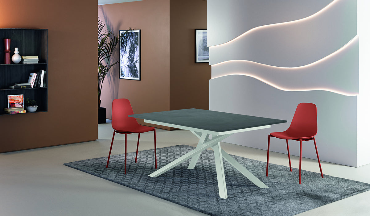 Extendable Dining Table Pulse 25 140-190 cm Grey Concrete / White Domestica – Lifestyle