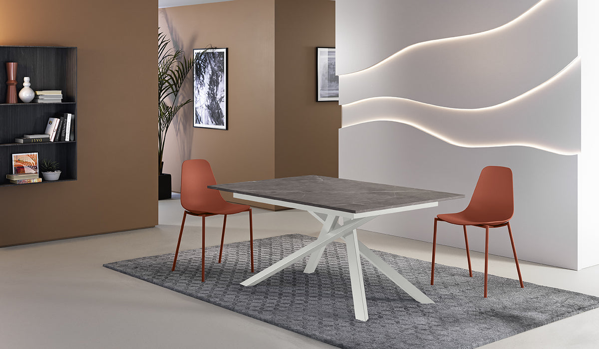 Extendable Dining Table Pulse 25 140-190 cm Anthracite Marble / White Domestica – Lifestyle