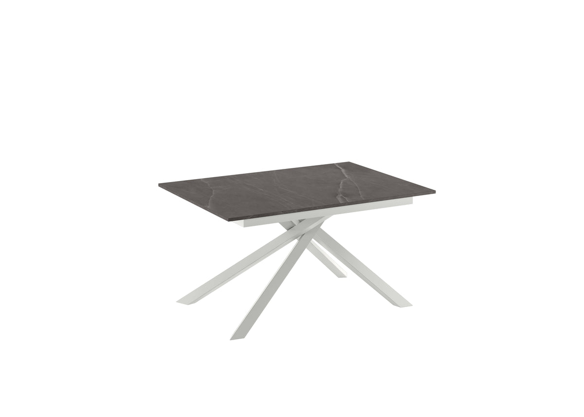 Extendable Dining Table Pulse 25 140-190 cm Anthracite Marble / White Domestica – Product View on White