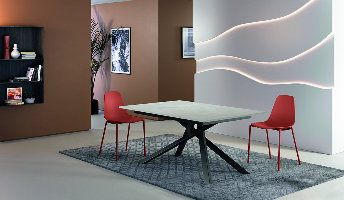 Extendable Dining Table Pulse 25 140-190 cm White Concrete / Black Domestica – Lifestyle