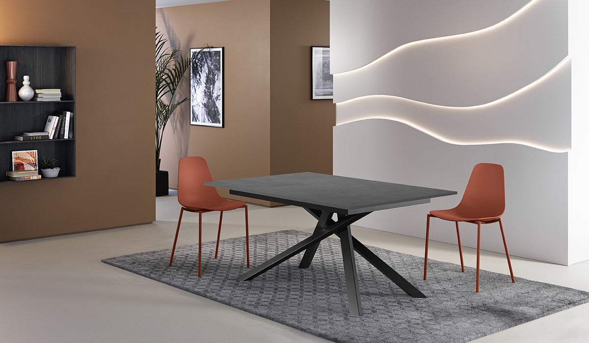 Extendable Dining Table Pulse 25 140-190 cm Grey Concrete / Black Domestica – Lifestyle