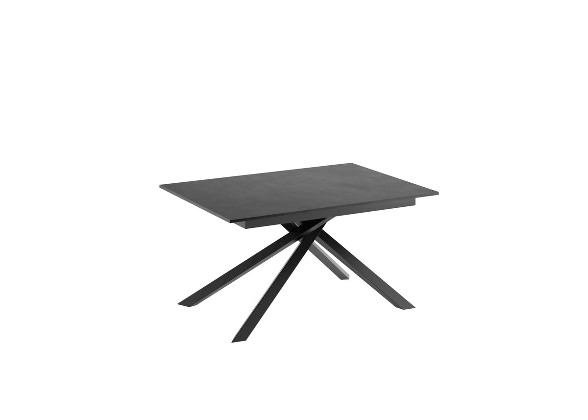 Extendable Dining Table Pulse 25 140-190 cm Grey Concrete / Black Domestica – Product View on White