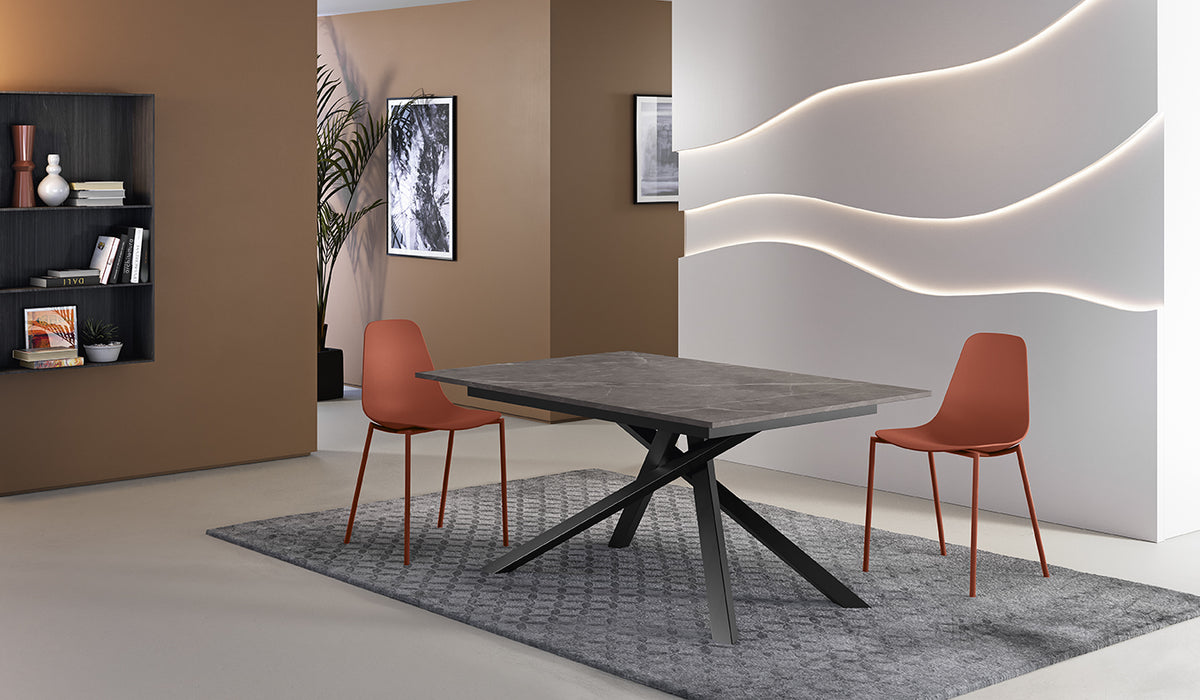 Extendable Dining Table Pulse 25 140-190 cm Anthracite Marble / Black Domestica – Lifestyle