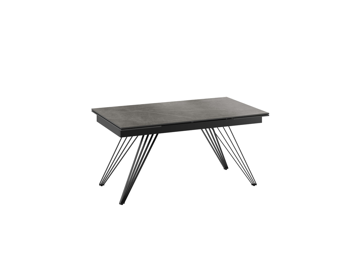 Extendable Dining Table Match 1 160-240 cm Grey Marble Domestica – Product View on White