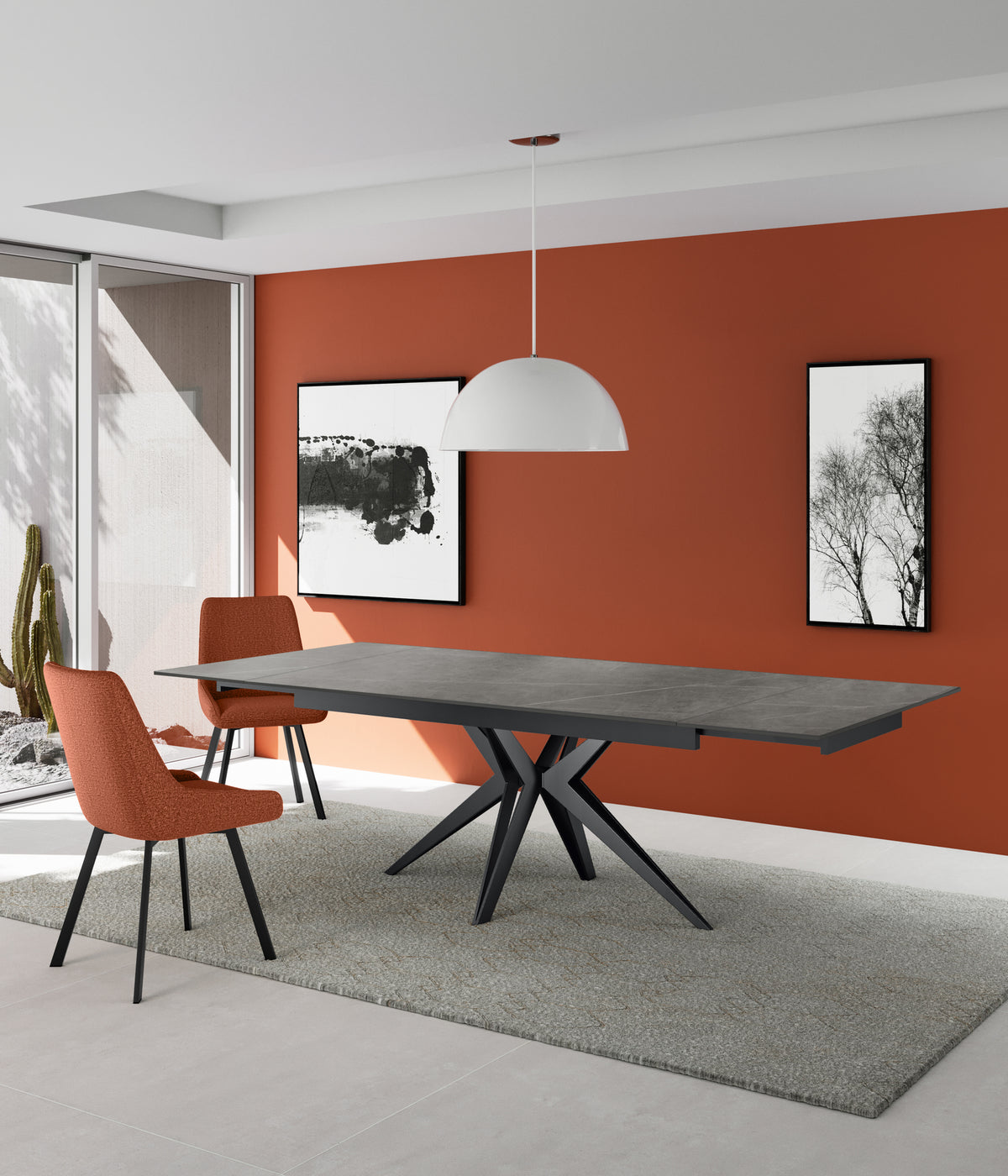 Extendable Dining Table Match 2 160-240 cm Grey Marble Domestica – Lifestyle