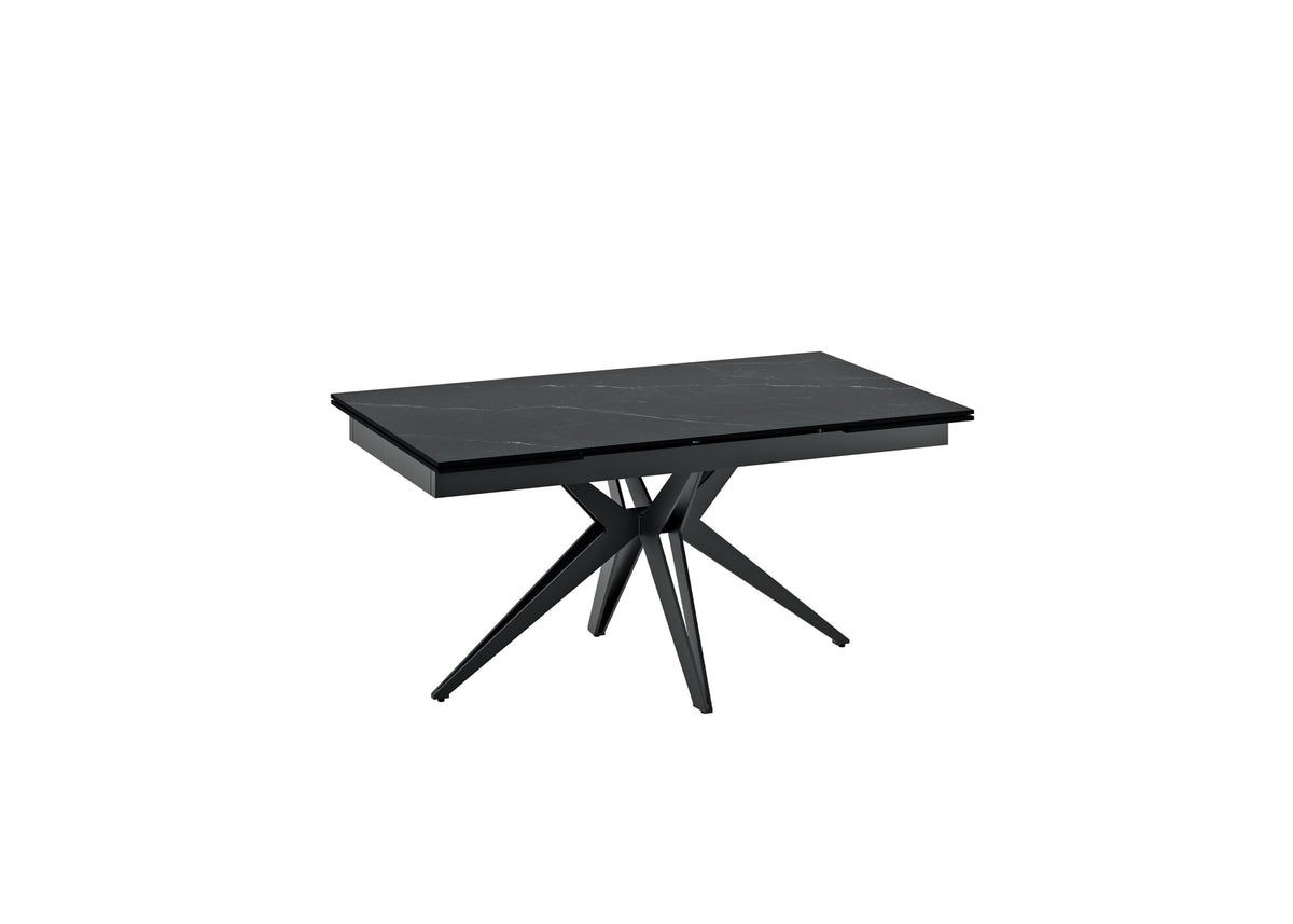 Extendable Dining Table Match 2 160-240 cm Black Marble Domestica – Product View on White