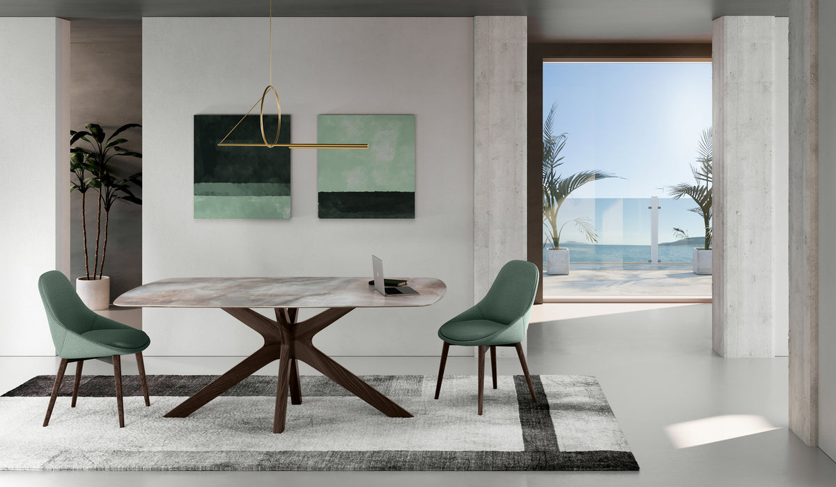 Dining Table Gemini 180 cm Ceramic Walnut Alabaster Marble / Walnut Domestica – Lifestyle