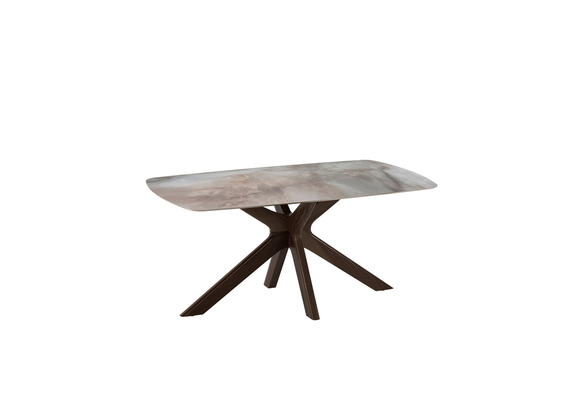 Dining Table Gemini 180 cm Ceramic Walnut Alabaster Marble / Walnut Domestica – Product View on White