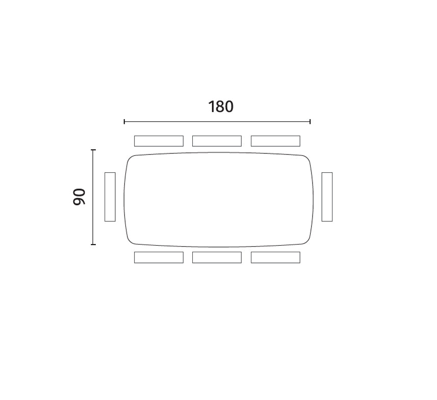 Dining Table Gemini 180 cm Ceramic Walnut Alabaster Marble / Walnut Domestica – Dimensions Drawing