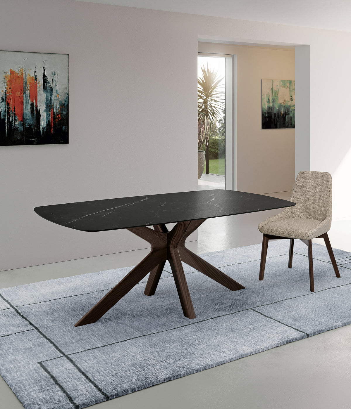 Dining Table Gemini 180 cm Ceramic Walnut Black Marble / Walnut Domestica – Lifestyle