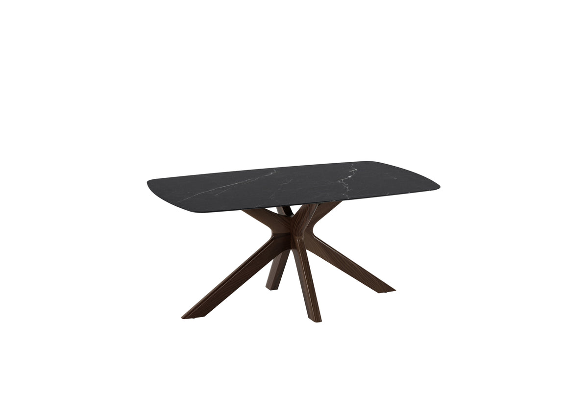 Dining Table Gemini 180 cm Ceramic Walnut Black Marble / Walnut Domestica – Product View on White