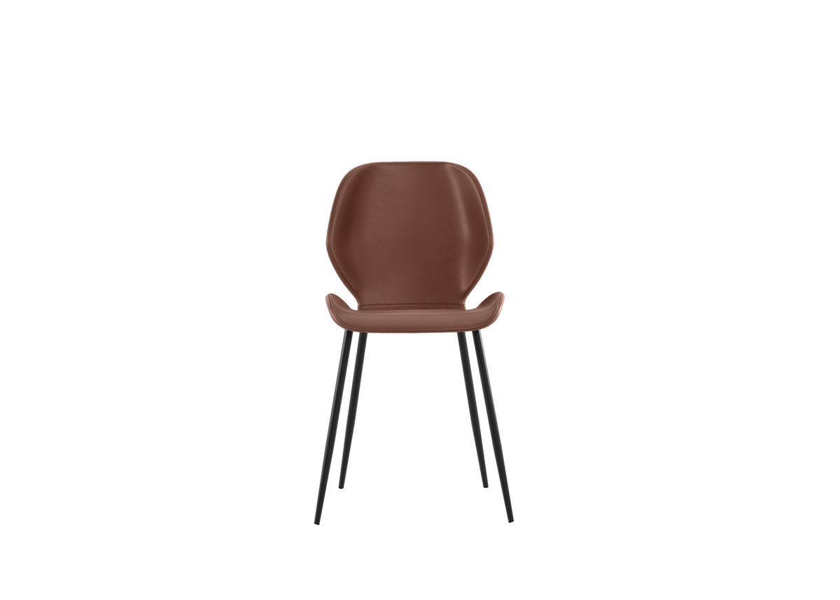 Dining Chair Diana Soft-Touch Leather Brown Domestica – Front View on White