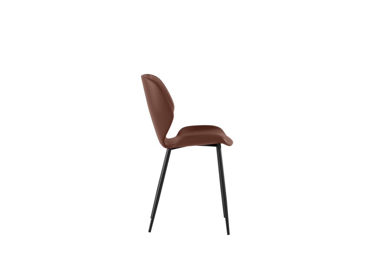 Dining Chair Diana Soft-Touch Leather Brown Domestica – Side View on White