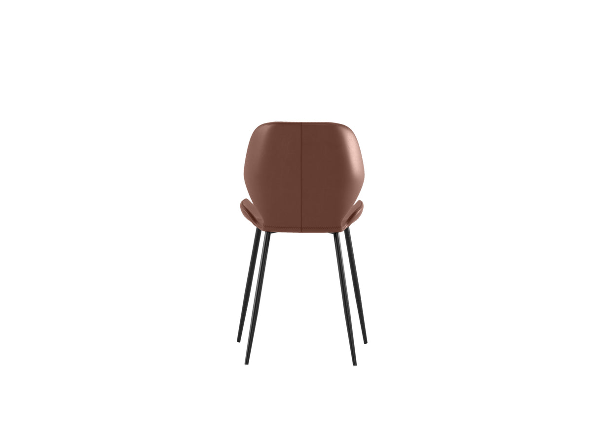 Dining Chair Diana Soft-Touch Leather Brown Domestica – Back View on White