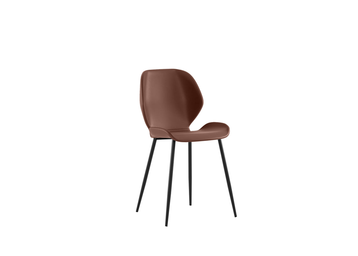 Dining Chair Diana Soft-Touch Leather Brown Domestica – Three Quarter View on White