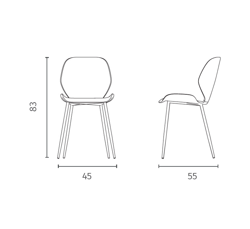 Dining Chair Diana Soft-Touch Leather Brown Domestica – Dimensions Drawing