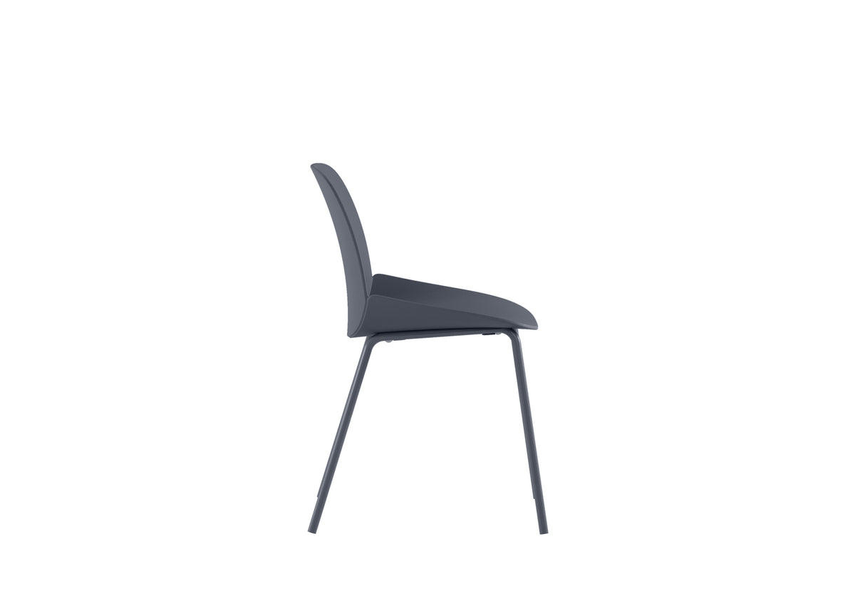 Dining Chair Eva Polypropylene Dark Grey Domestica – Side View on White