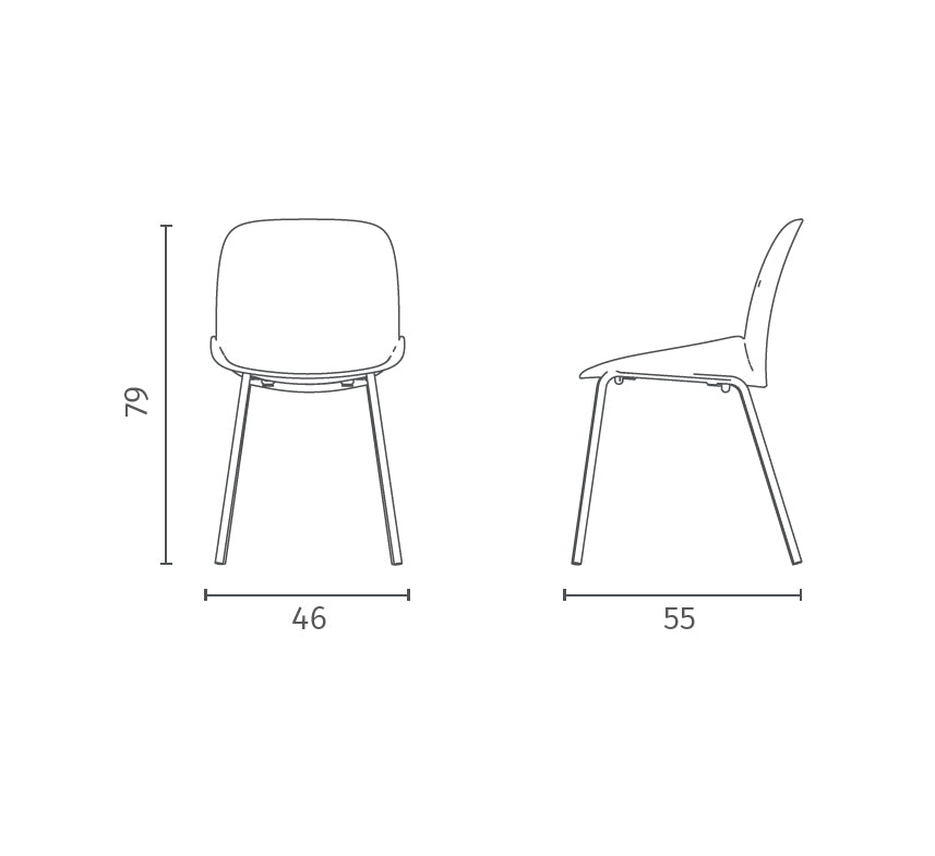 Dining Chair Eva Polypropylene Rust Domestica – Dimensions Drawing