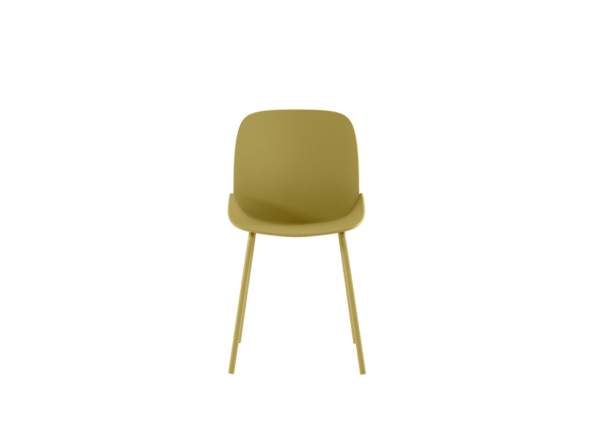 Dining Chair Eva Polypropylene Mustard Domestica – Front View on White