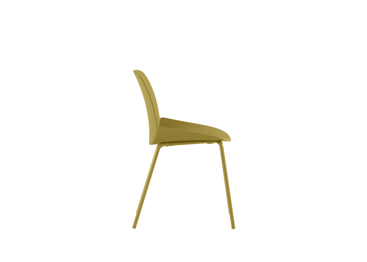 Dining Chair Eva Polypropylene Mustard Domestica – Side View on White