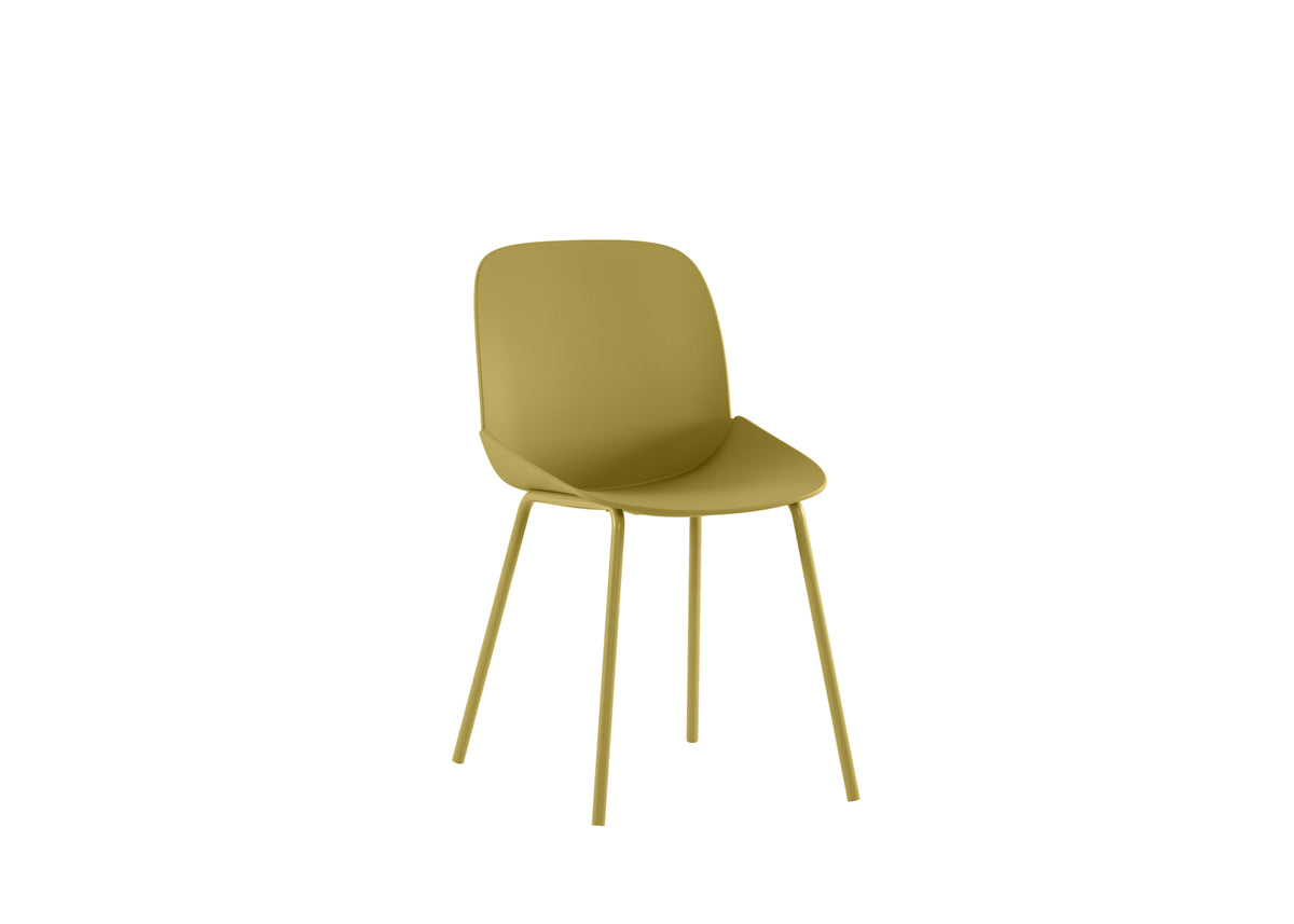 Dining Chair Eva Polypropylene Mustard Domestica – Three Quarter View on White
