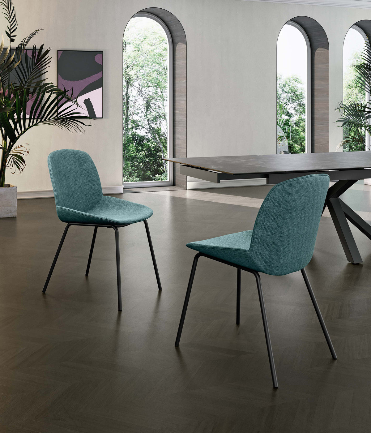Dining Chair Eva Upholstered Aquamarine Domestica – Lifestyle
