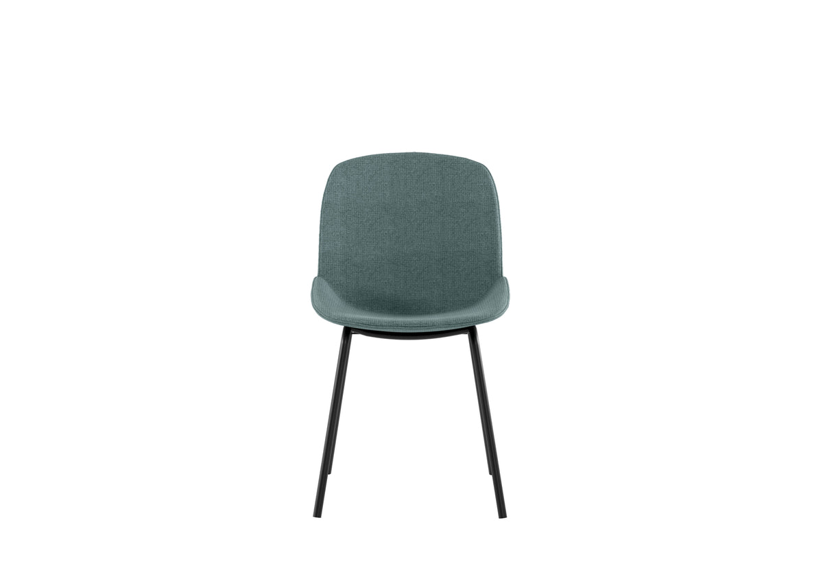 Dining Chair Eva Upholstered Aquamarine Domestica – Front View on White