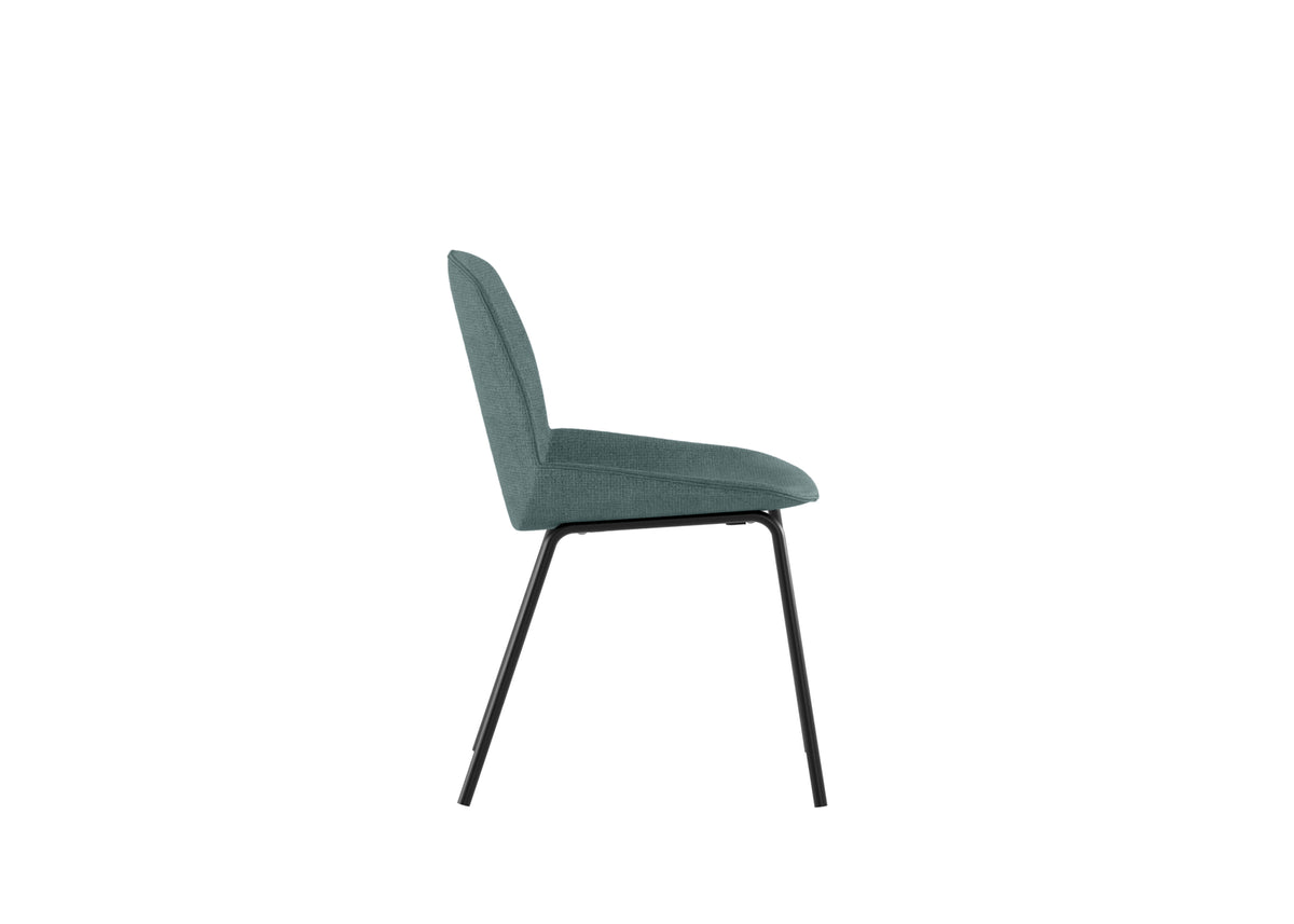 Dining Chair Eva Upholstered Aquamarine Domestica – Side View on White