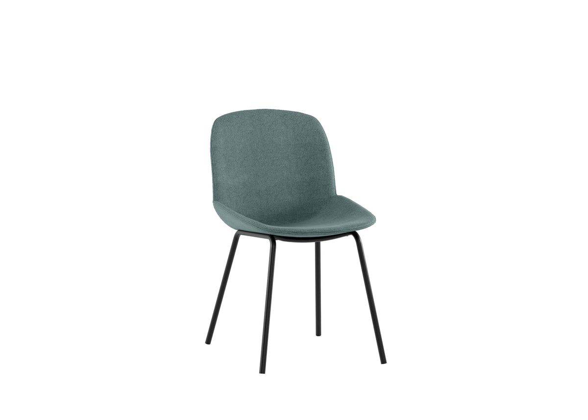 Dining Chair Eva Upholstered Aquamarine Domestica – Three Quarter View on White