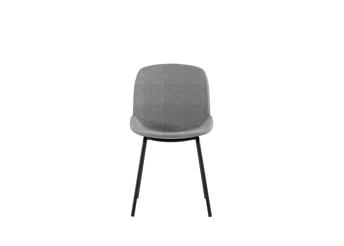 Dining Chair Eva Upholstered Light Grey Domestica – Front View on White