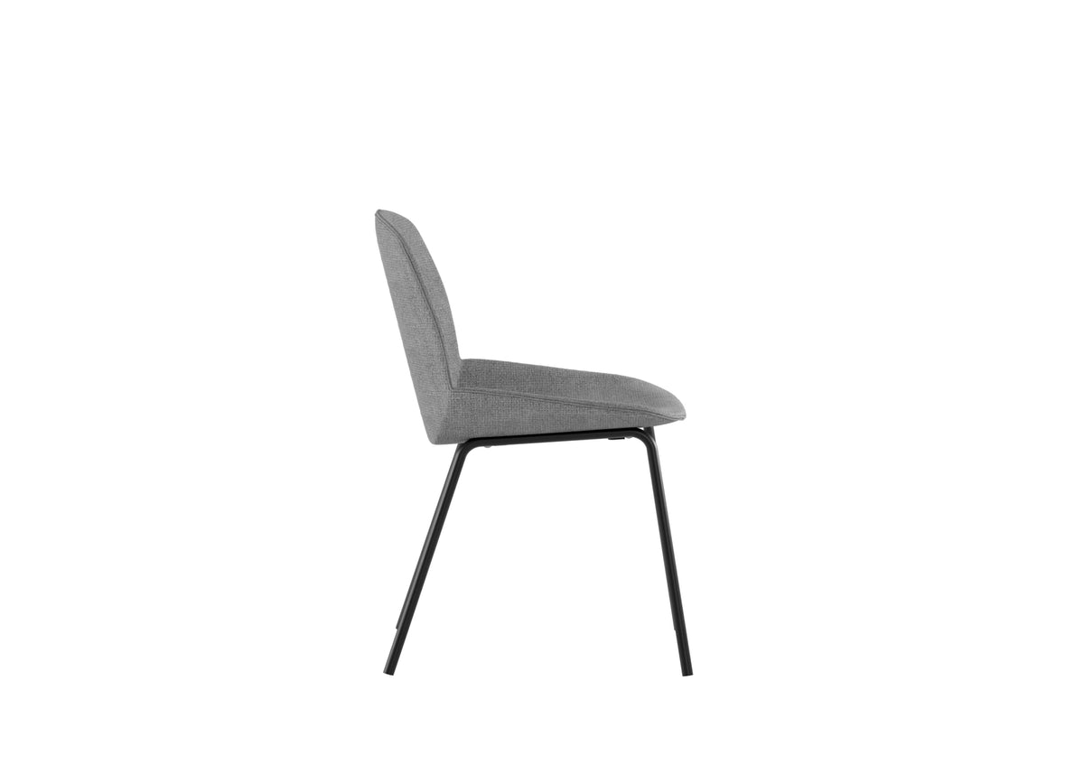 Dining Chair Eva Upholstered Light Grey Domestica – Side View on White