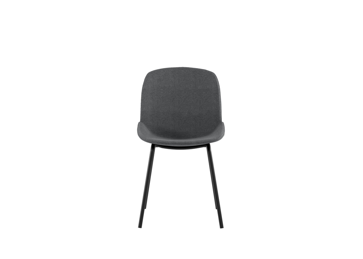 Dining Chair Eva Upholstered Dark Grey Domestica – Front View on White