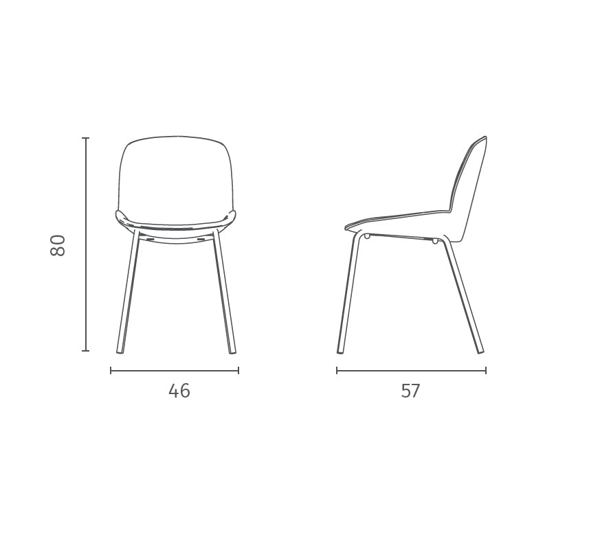 Dining Chair Eva Upholstered Rust Domestica – Dimensions Drawing