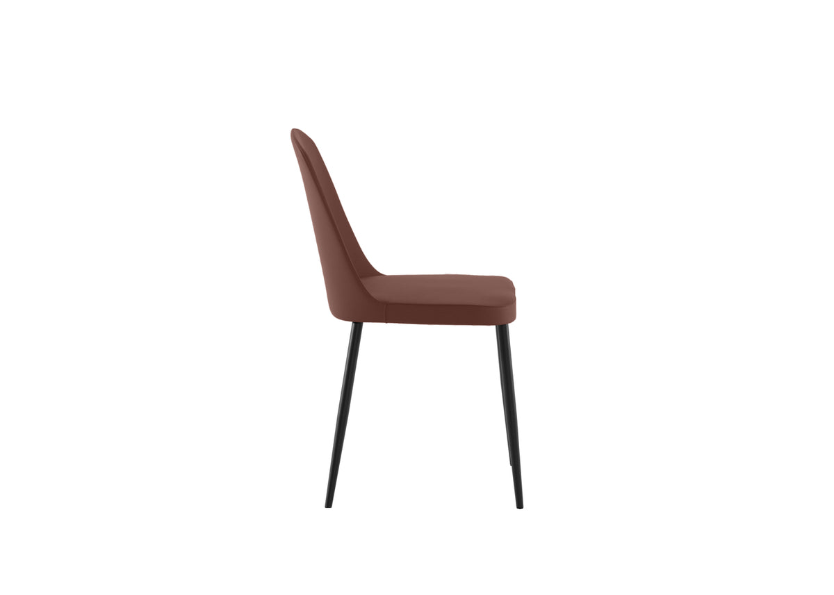 Dining Chair Tamara Soft-Touch Burgundy Domestica – Side View on White