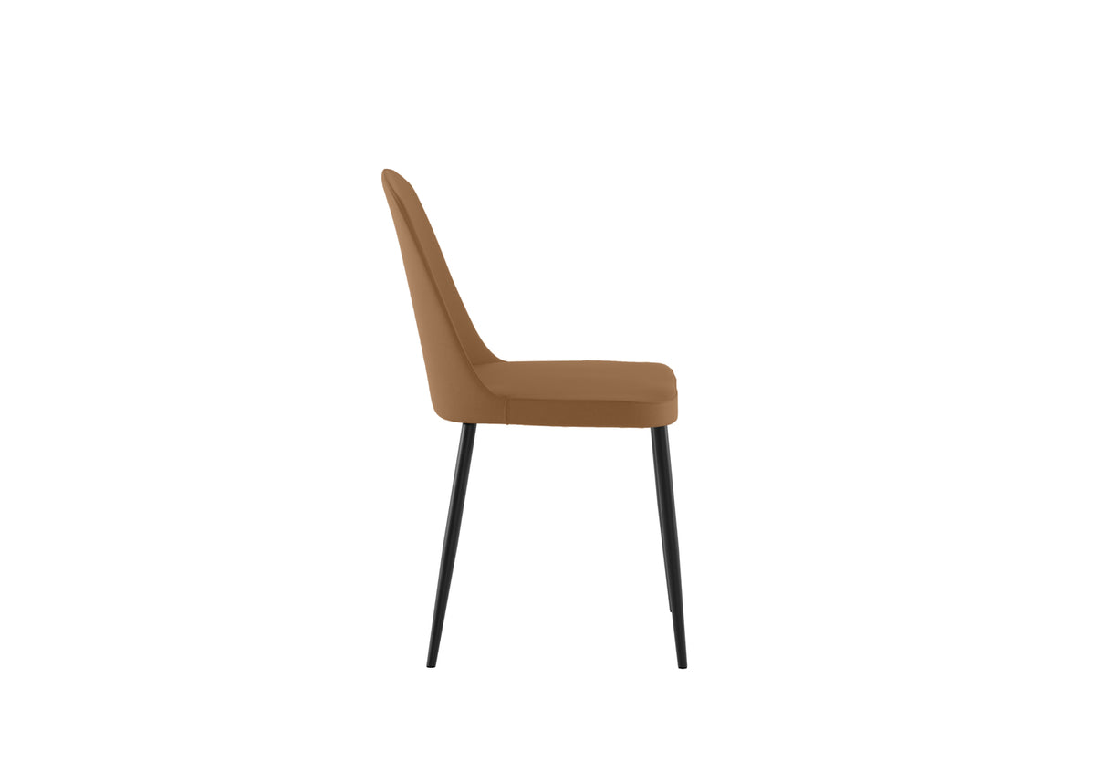 Dining Chair Tamara Soft-Touch Caramel Domestica – Side View on White