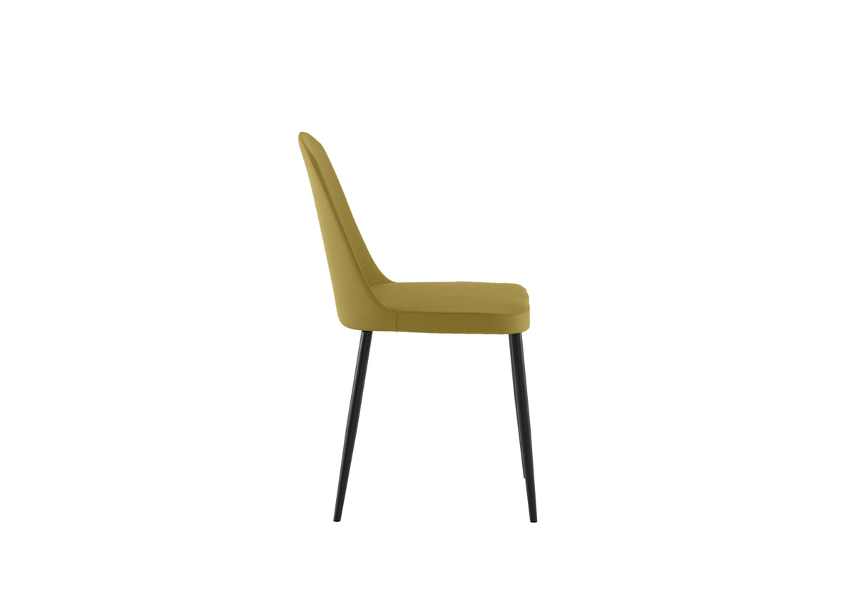 Dining Chair Tamara Soft-Touch Mustard Domestica – Side View on White