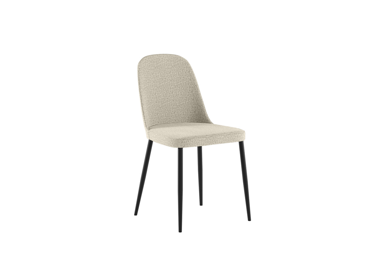 Dining Chair Tamara Fabric Beige Domestica – Three Quarter View on White