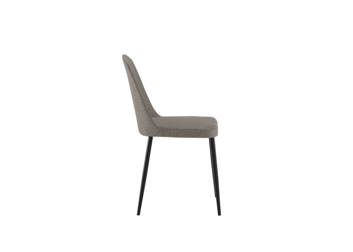 Dining Chair Tamara Fabric Light Grey Domestica – Side View on White