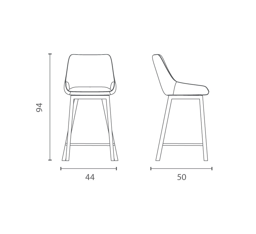 Kitchen Stool Fox Aquamarine Domestica – Dimensions Drawing