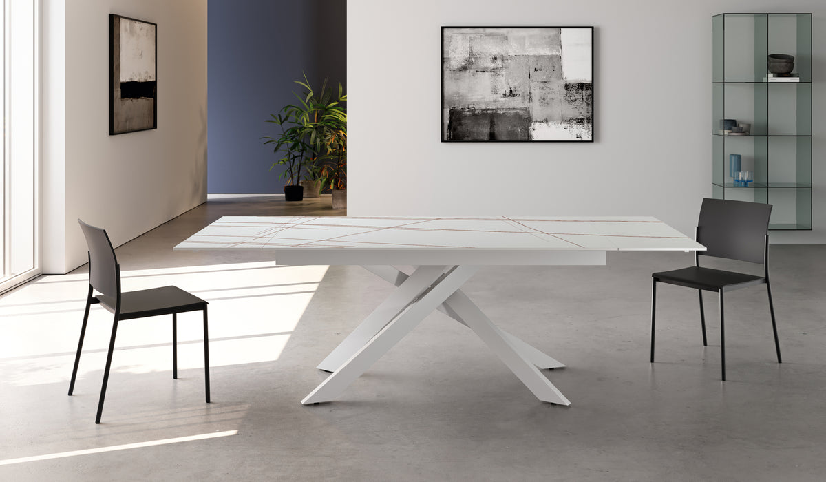 Extendable Dining Table Ares 140-200 cm Sahara White Marble Domestica – Lifestyle