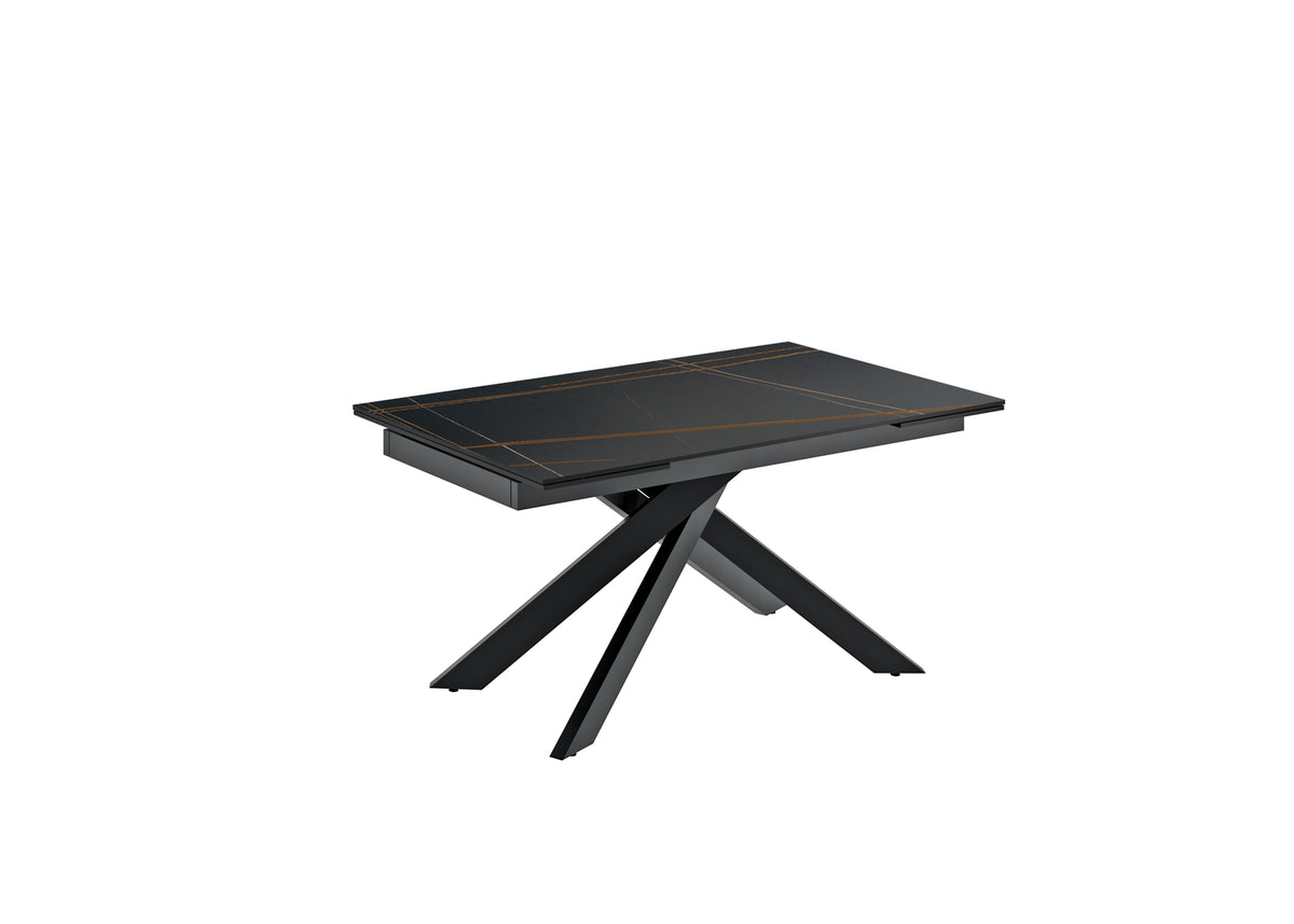 Extendable Dining Table Ares 140-200 cm Matt Black Marble Domestica – Product View on White