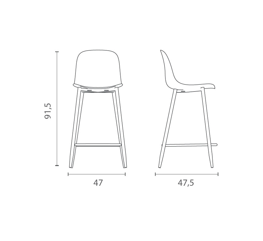 Counter Stool Frida Rust Domestica – Dimensions Drawing